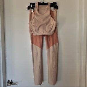 Outdoor Voices Women's Matching Two-Toned Coral Leggings & Sport Bra Set